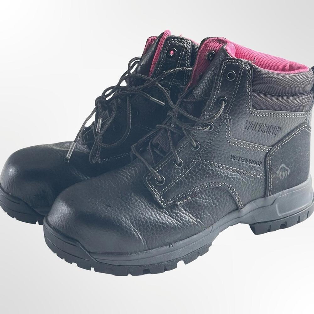 Wolverine Women's Black and Pink Steel Toe Boots